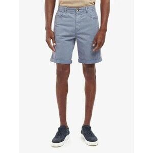 Barbour Mens Overdyed Twill Short Flat Front Cotton Blend Washed Blue Size 30